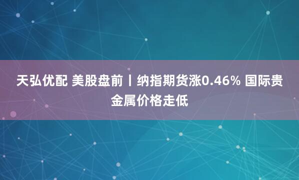 天弘优配 美股盘前丨纳指期货涨0.46% 国际贵金属价格走低